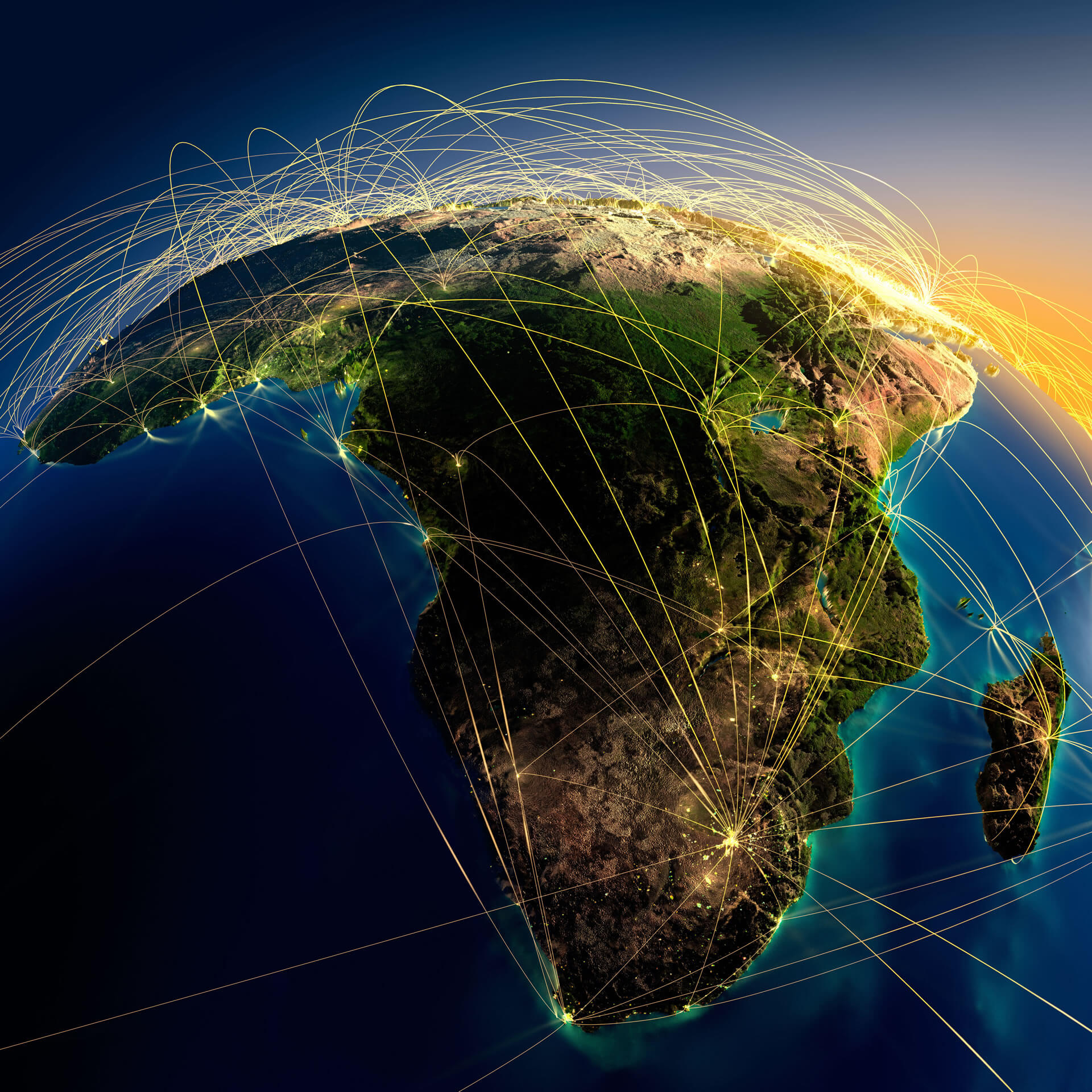 Carte des routes aériennes de l'Afrique